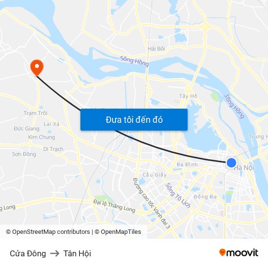 Cửa Đông to Tân Hội map