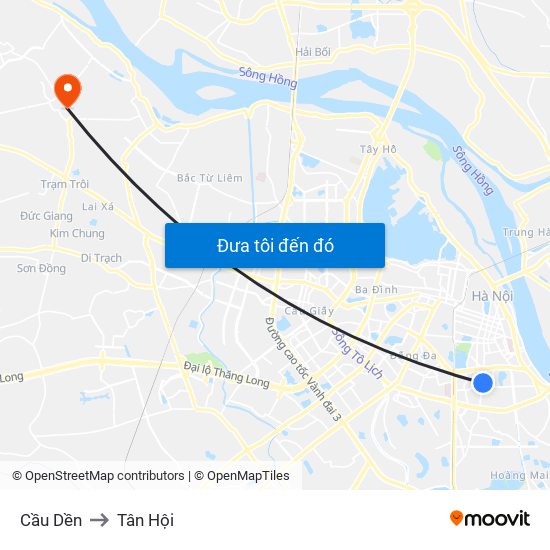 Cầu Dền to Tân Hội map