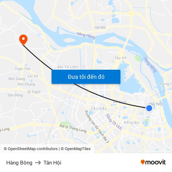 Hàng Bông to Tân Hội map