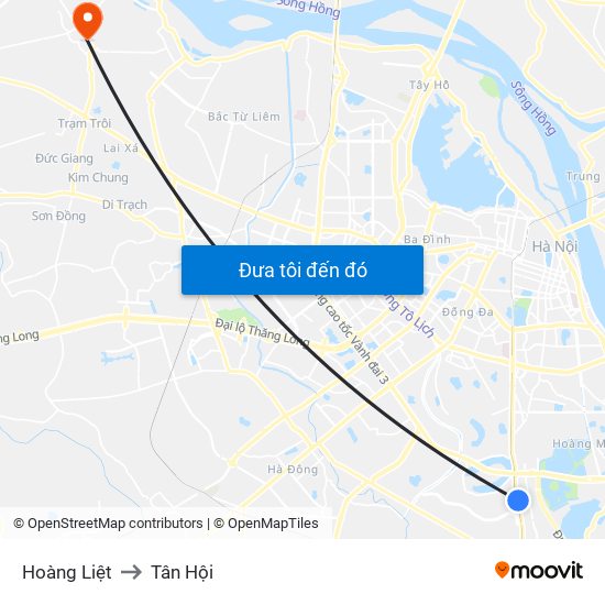 Hoàng Liệt to Tân Hội map