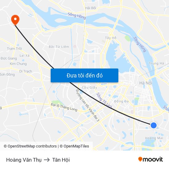 Hoàng Văn Thụ to Tân Hội map
