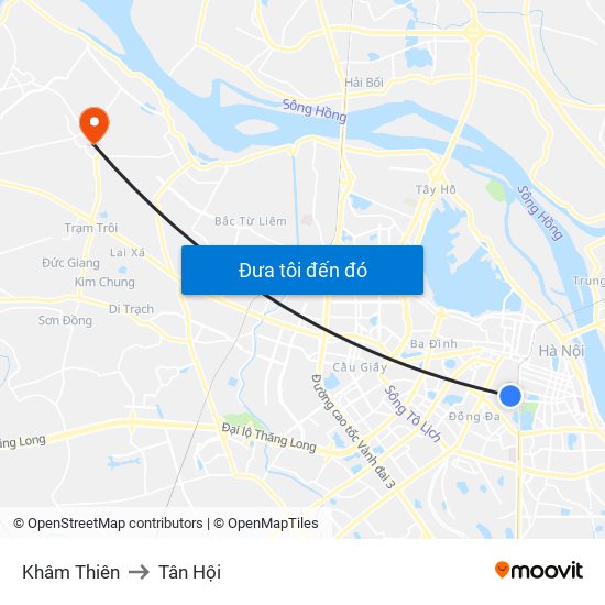 Khâm Thiên to Tân Hội map