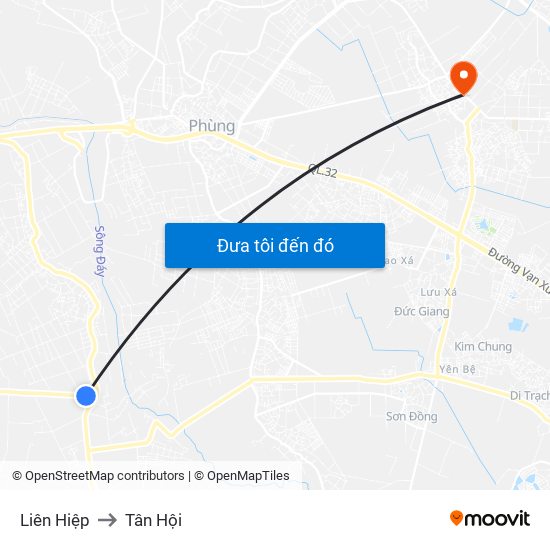 Liên Hiệp to Tân Hội map