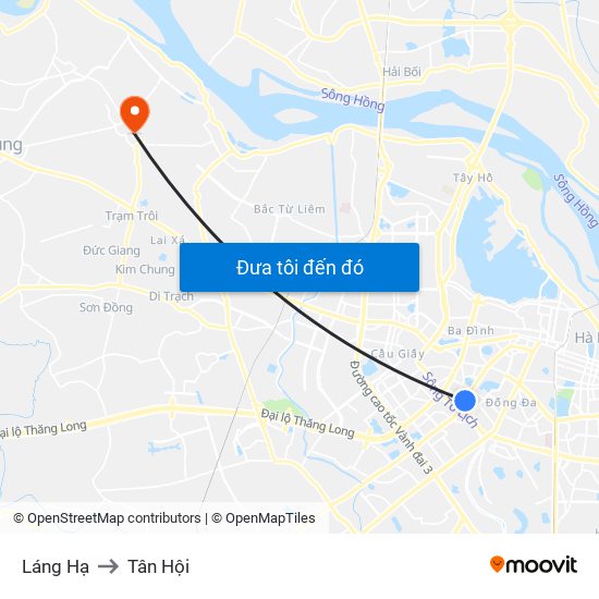 Láng Hạ to Tân Hội map
