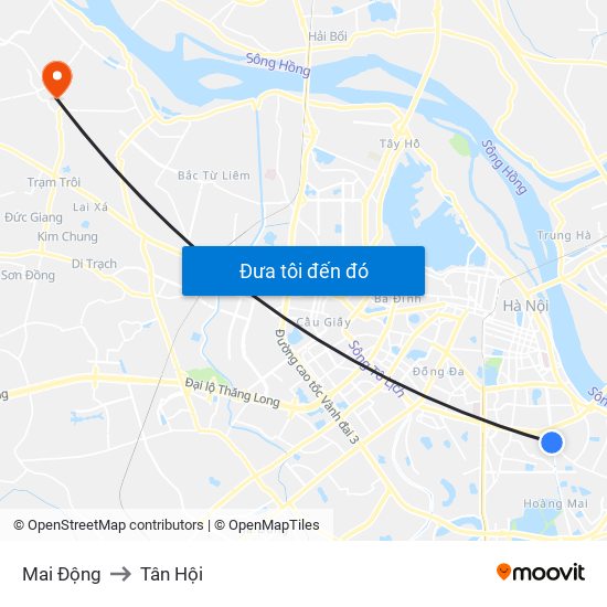 Mai Động to Tân Hội map