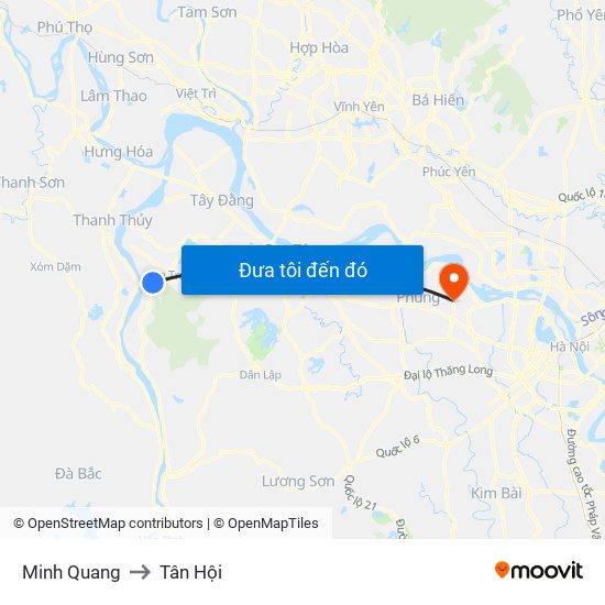 Minh Quang to Tân Hội map
