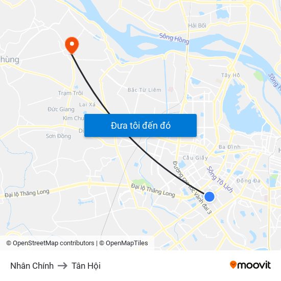 Nhân Chính to Tân Hội map