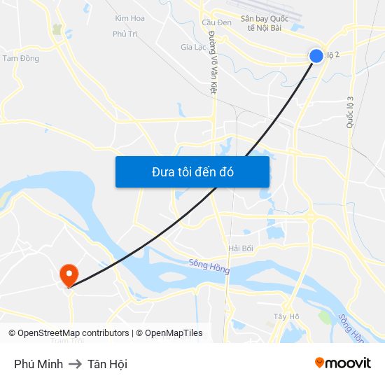 Phú Minh to Tân Hội map