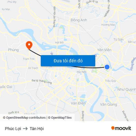 Phúc Lợi to Tân Hội map