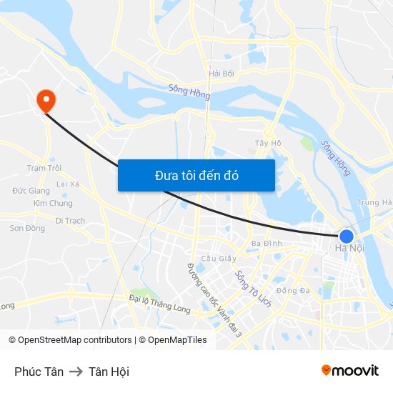 Phúc Tân to Tân Hội map