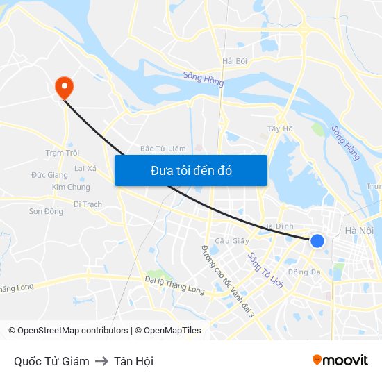 Quốc Tử Giám to Tân Hội map