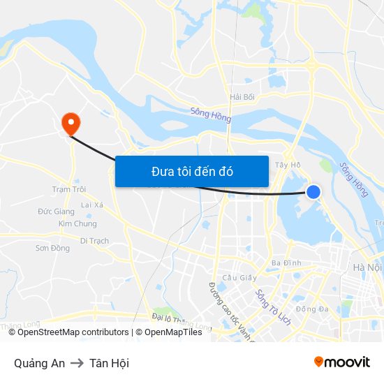 Quảng An to Tân Hội map