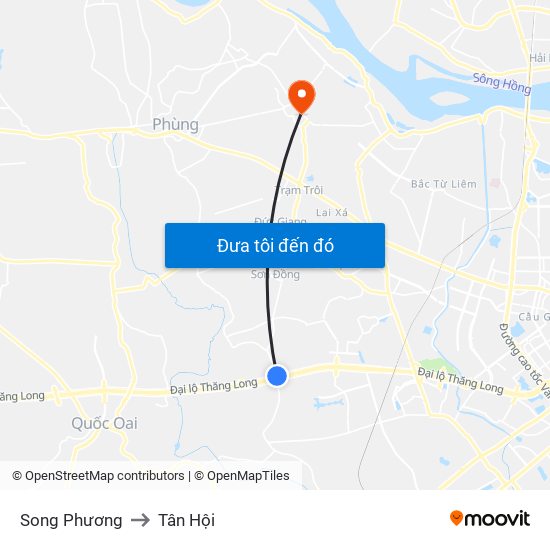 Song Phương to Tân Hội map