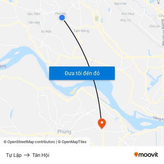 Tự Lập to Tân Hội map