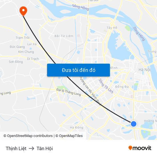 Thịnh Liệt to Tân Hội map