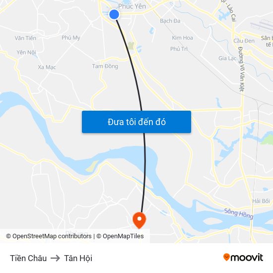 Tiền Châu to Tân Hội map