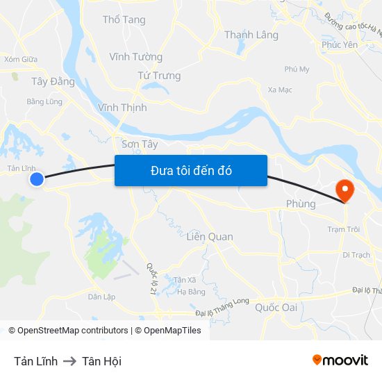 Tản Lĩnh to Tân Hội map