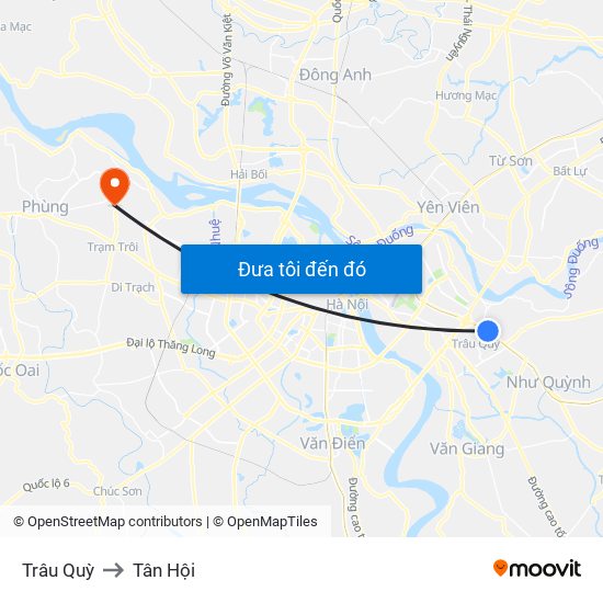 Trâu Quỳ to Tân Hội map