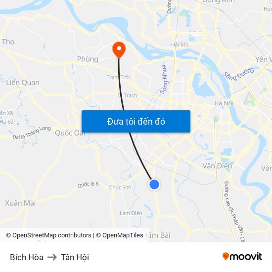 Bích Hòa to Tân Hội map