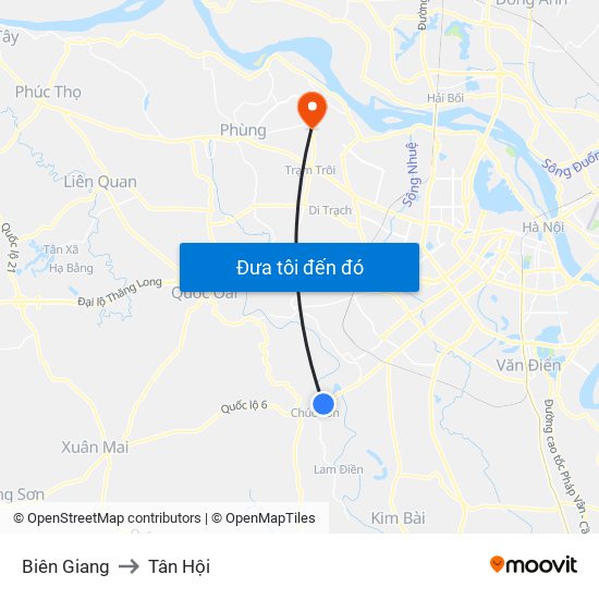 Biên Giang to Tân Hội map