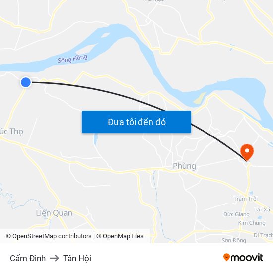 Cẩm Đình to Tân Hội map