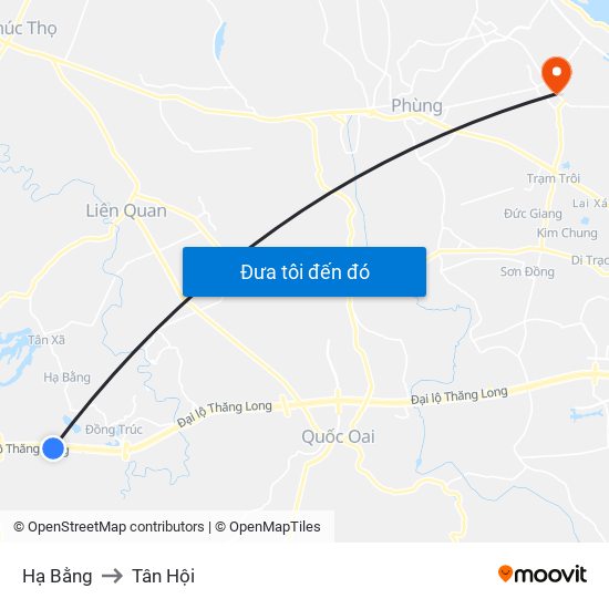 Hạ Bằng to Tân Hội map