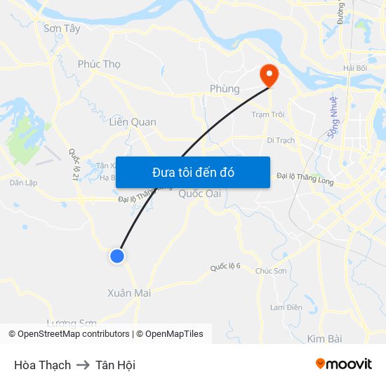 Hòa Thạch to Tân Hội map