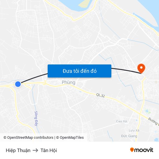 Hiệp Thuận to Tân Hội map