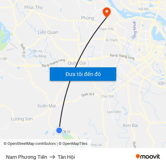 Nam Phương Tiến to Tân Hội map