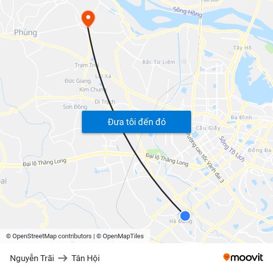 Nguyễn Trãi to Tân Hội map