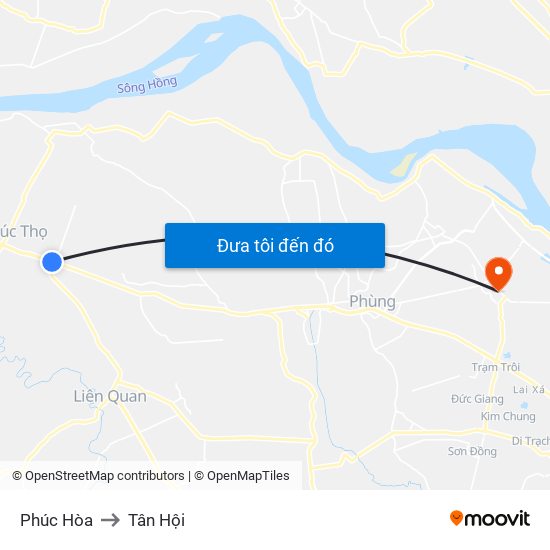 Phúc Hòa to Tân Hội map