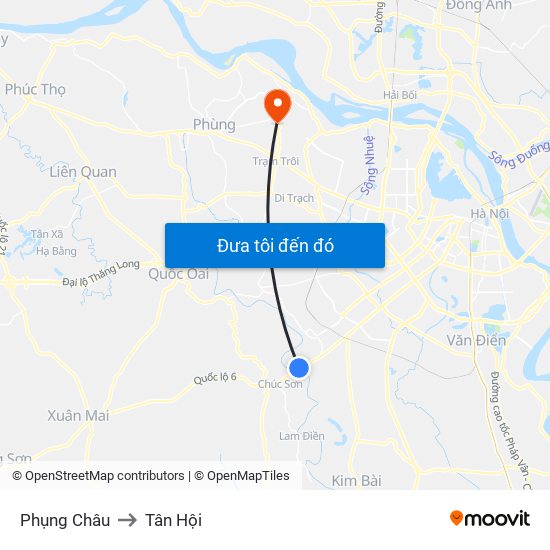 Phụng Châu to Tân Hội map