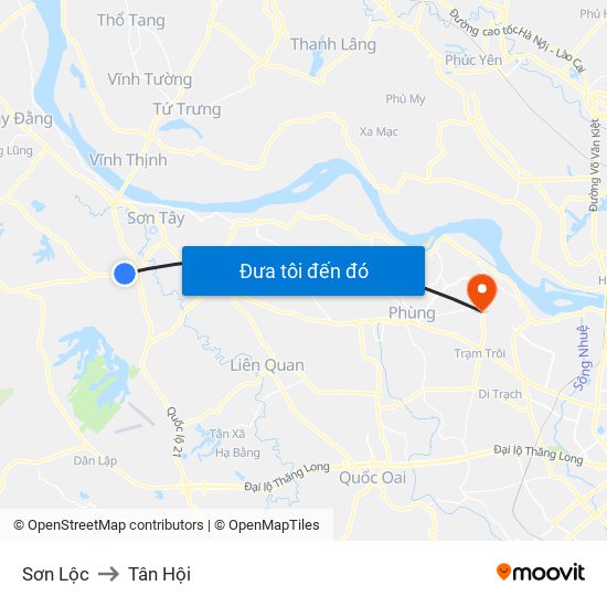 Sơn Lộc to Tân Hội map