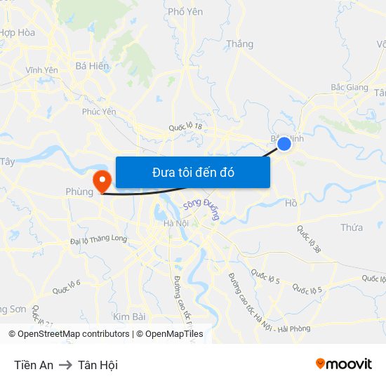 Tiền An to Tân Hội map