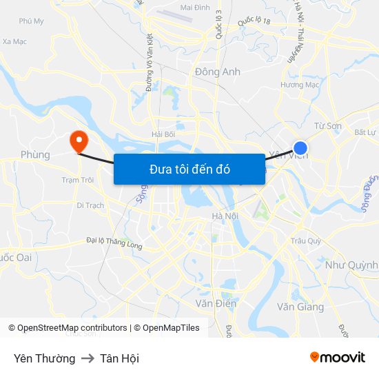 Yên Thường to Tân Hội map