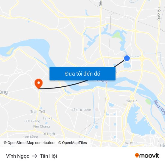 Vĩnh Ngọc to Tân Hội map