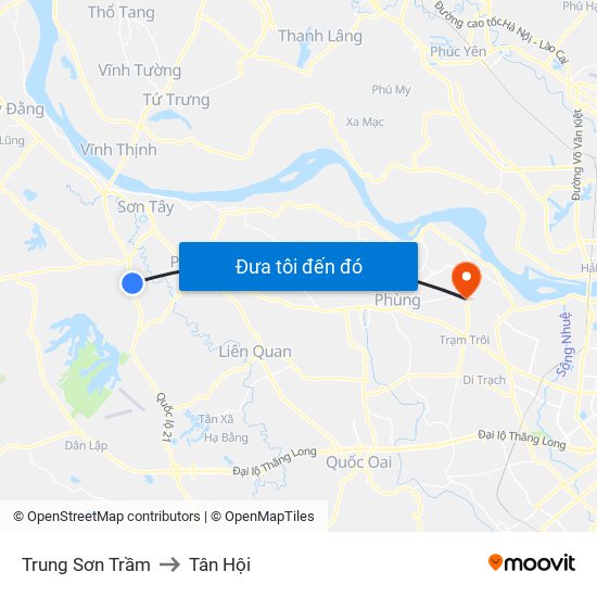 Trung Sơn Trầm to Tân Hội map