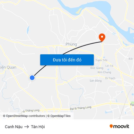 Canh Nậu to Tân Hội map