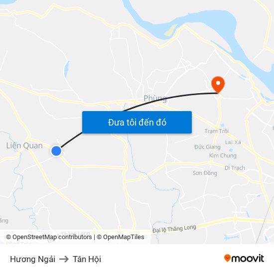 Hương Ngải to Tân Hội map