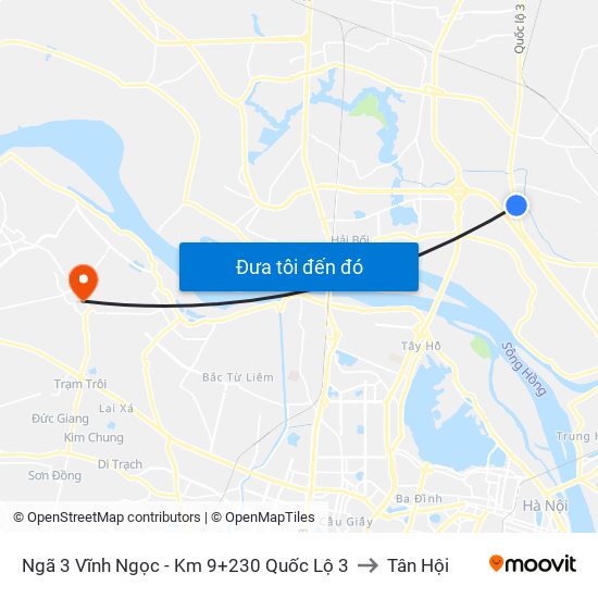 Ngã 3 Vĩnh Ngọc - Km 9+230 Quốc Lộ 3 to Tân Hội map