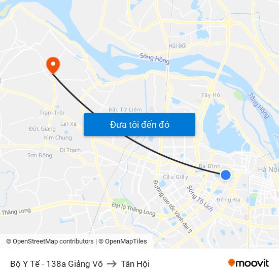 Bộ Y Tế - 138a Giảng Võ to Tân Hội map