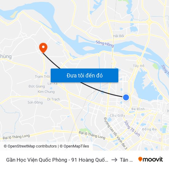Gần Học Viện Quốc Phòng - 91 Hoàng Quốc Việt to Tân Hội map