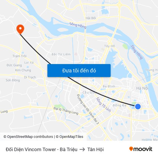 Đối Diện Vincom Tower - Bà Triệu to Tân Hội map