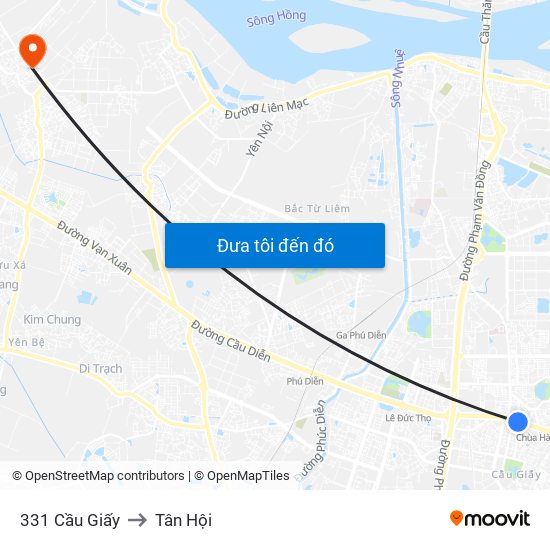 331 Cầu Giấy to Tân Hội map