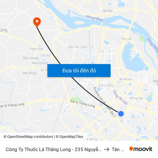 Công Ty Thuốc Lá Thăng Long - 235 Nguyễn Trãi to Tân Hội map