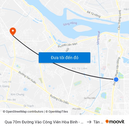 Qua 70m Đường Vào Công Viên Hòa Bình - Phạm Văn Đồng to Tân Hội map