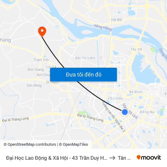Đại Học Lao Động & Xã Hội - 43 Trần Duy Hưng to Tân Hội map