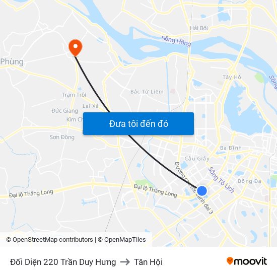 Đối Diện 220 Trần Duy Hưng to Tân Hội map