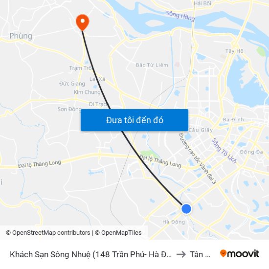 Khách Sạn Sông Nhuệ (148 Trần Phú- Hà Đông) to Tân Hội map