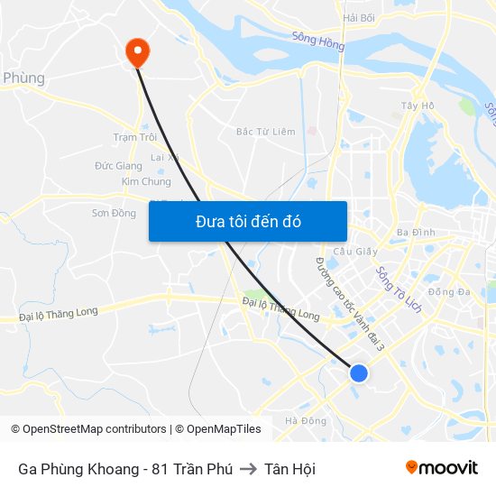 Ga Phùng Khoang - 81 Trần Phú to Tân Hội map